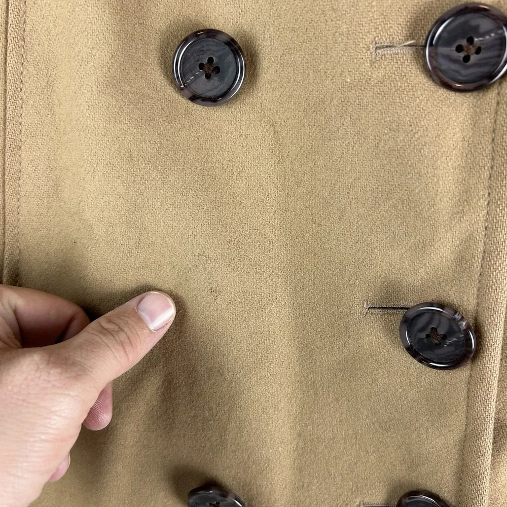 J. CREW‎ Double Breasted Wool Blend Pea Coat Camel Jacket Women's Size Large Y2K - Picture 5 of 13